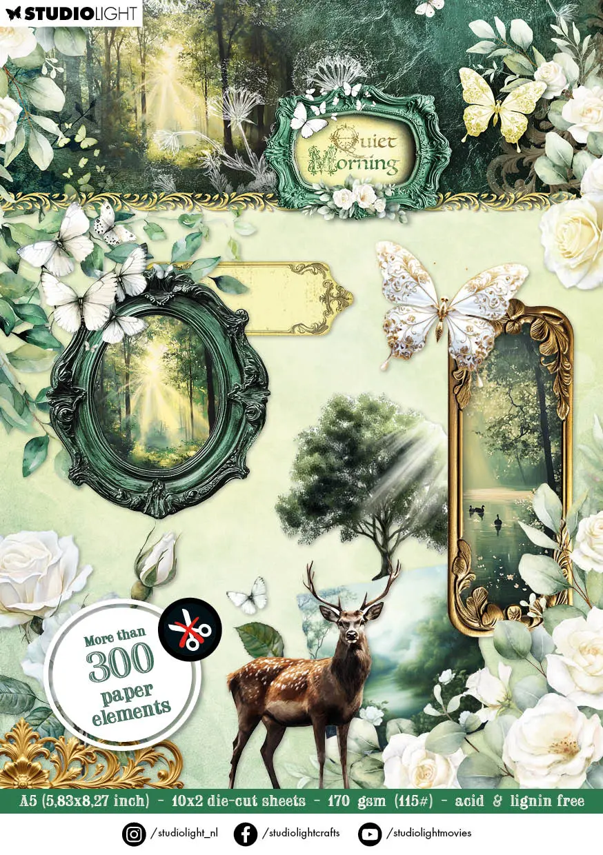 Sl Die-Cut Paper Pad Embellishments Quiet Morning 148X210x5mm 20 Sheets 1