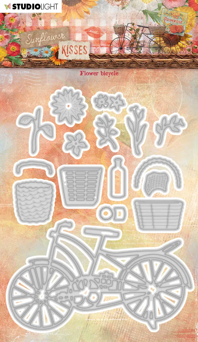 Sl Cutting Dies Sunflower Bicycle Sunflower Kisses 101X133x1mm 18 Pc Nr.526 1
