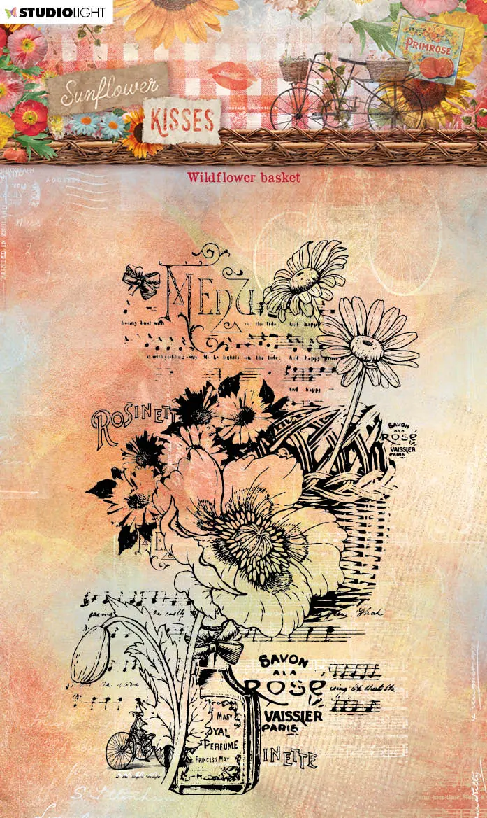 Sl Clear Stamp Wildflower Basket Sunflower Kisses 86X134x3mm 1 Pc Nr.438 1