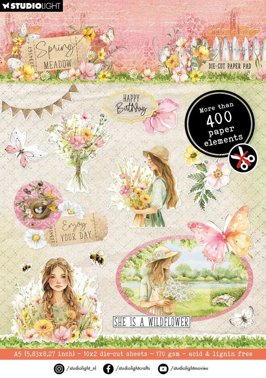 Sl Die-Cut Paper Pad Paper Elements Spring Meadow 20 Sh 1