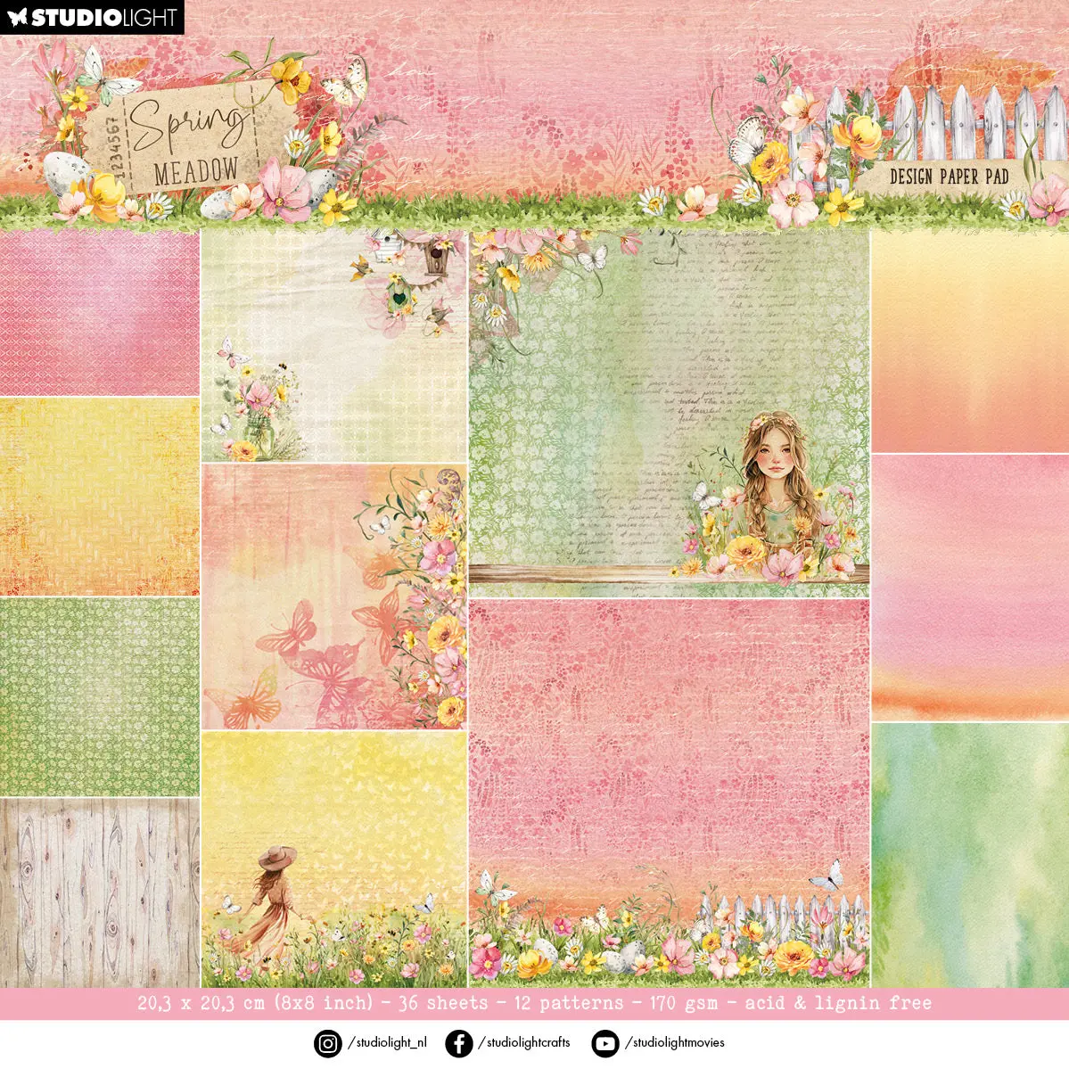 Sl Designer Paper Pad Background Paper Spring Meadow 36 Sh 1