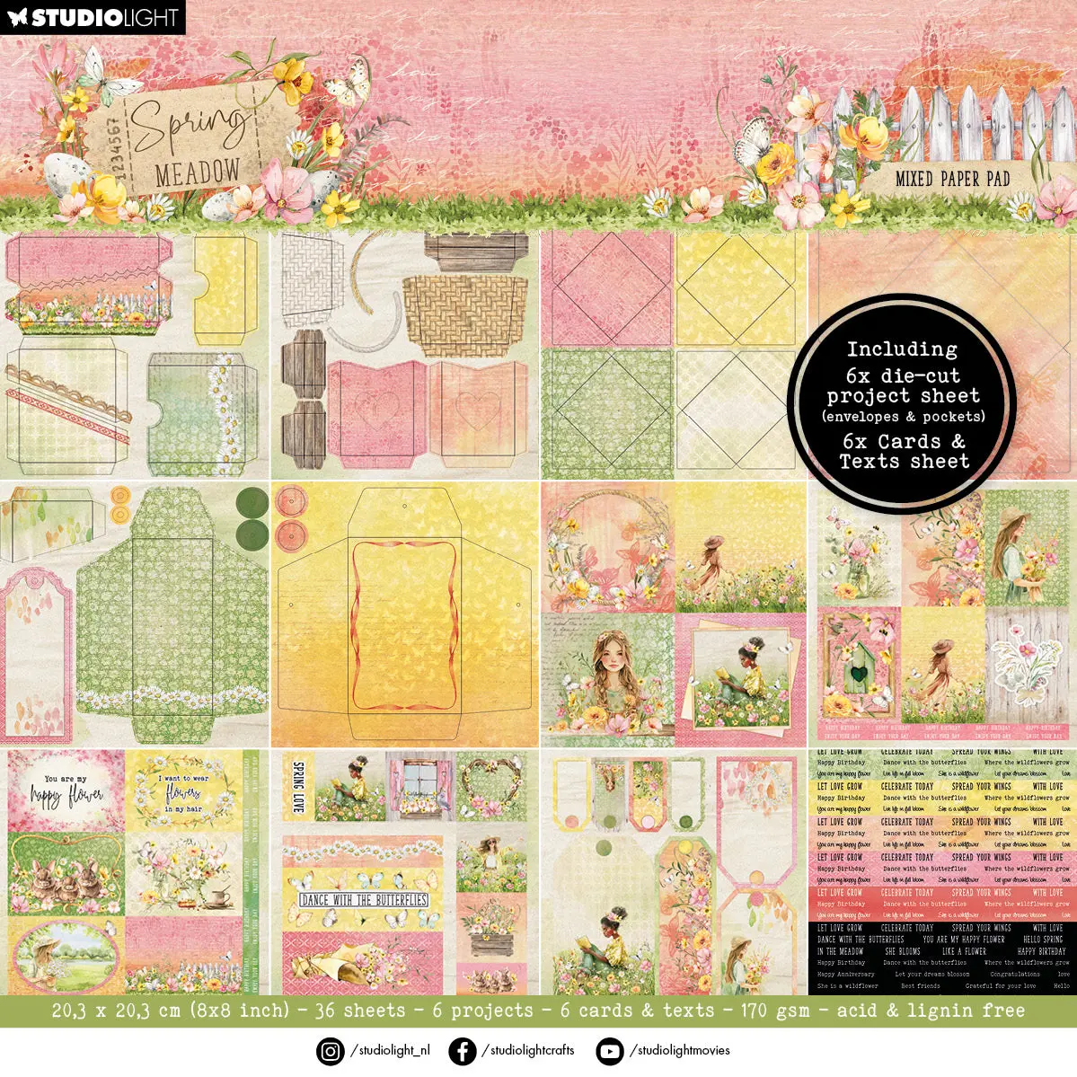 Sl Mixed Paper Pad Envelops, Cards Spring Meadow 36 Sh 1