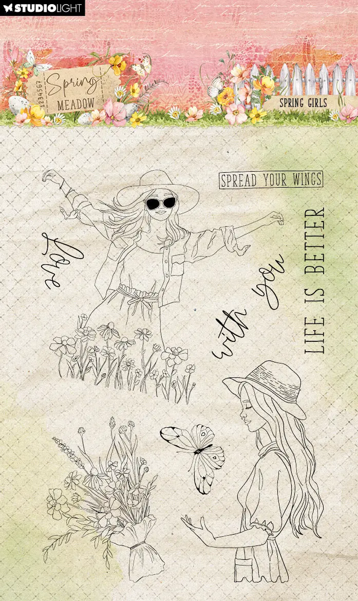 Sl Clear Stamp Spring Girls Spring Meadow 8 Pc 1