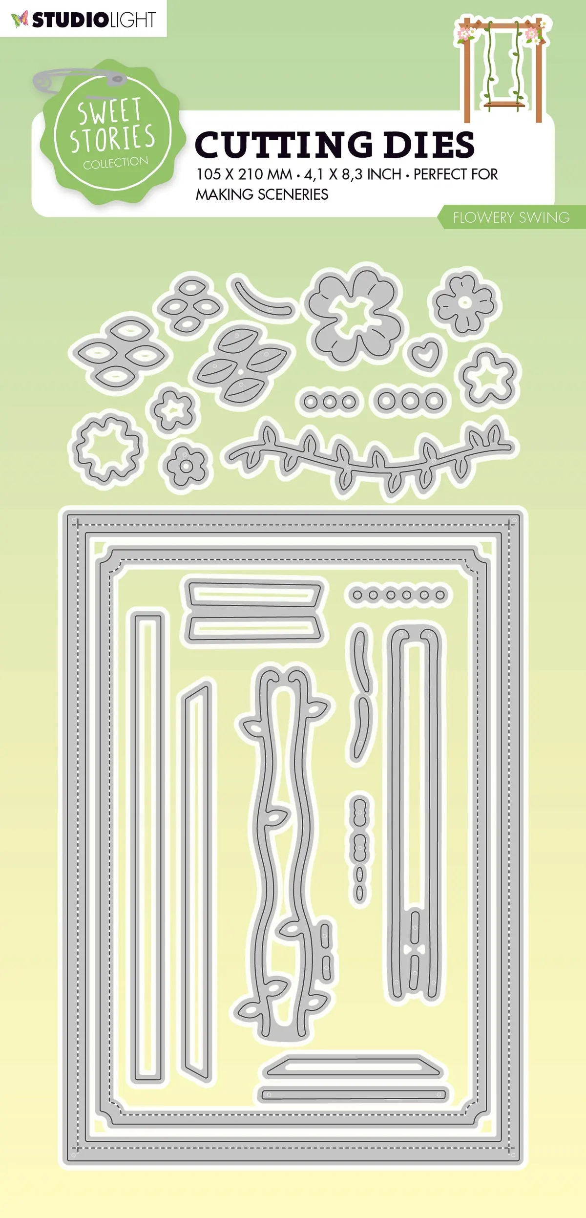 Sl Cutting Die Flowery Swing Sweet Stories 105X210x1mm 4 Pc Nr.509 1