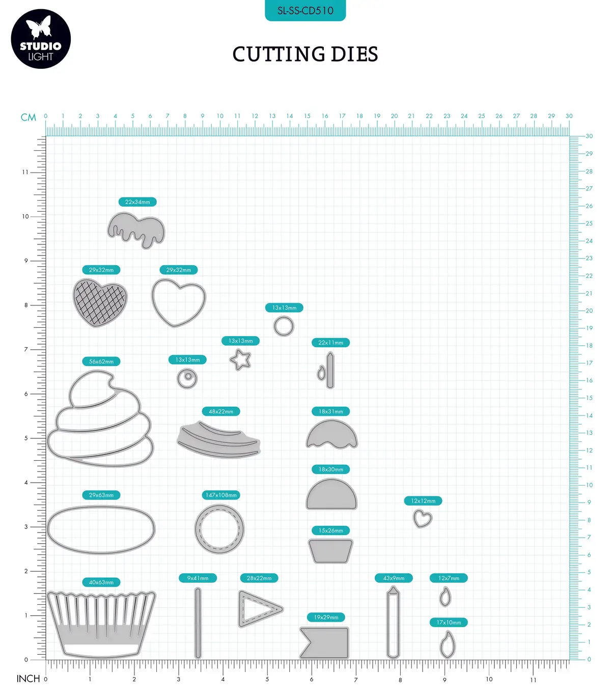 Sl Cutting Die Cupcake Sweet Stories 105X210x1mm 14 Pc Nr.510 2