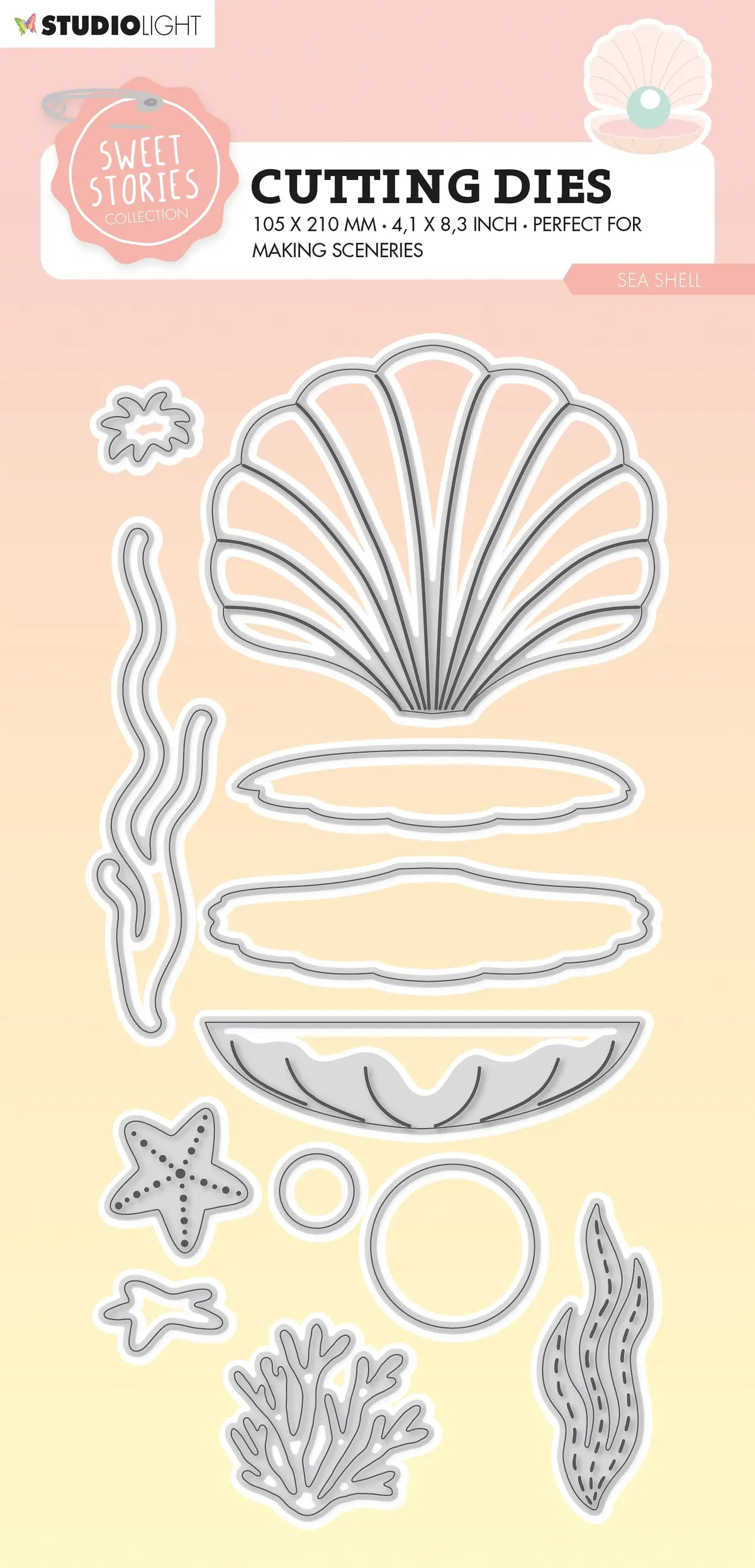 Sl Cutting Die Sea Shell Sweet Stories 105X210x1mm 12 Pc Nr.528 1