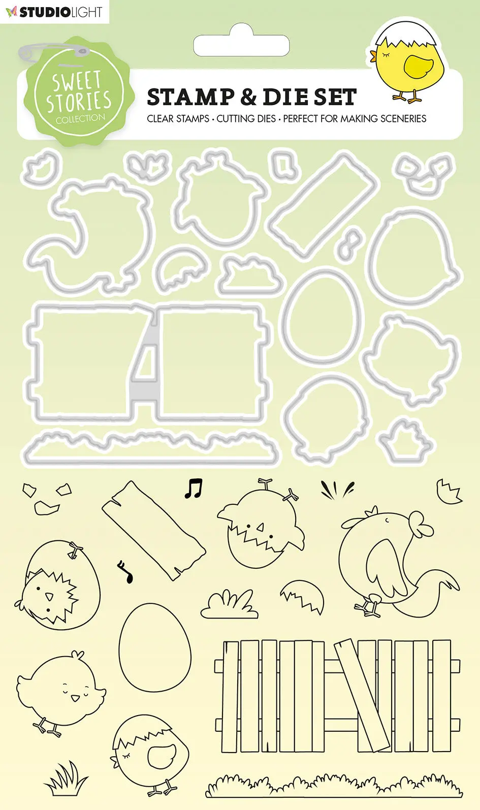 Ss Stamp & Cutting Die Chicks And Eggs Sweet Stories 160X270x3mm 34 Pc Nr.36 1