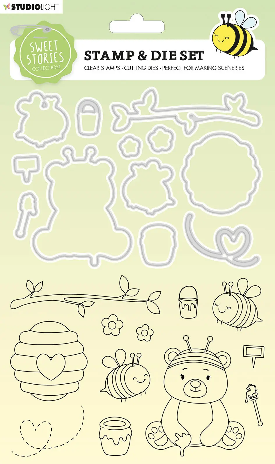 Ss Stamp & Cutting Die Bear And Bees Sweet Stories 160X270x3mm 24 Pc Nr.37 1