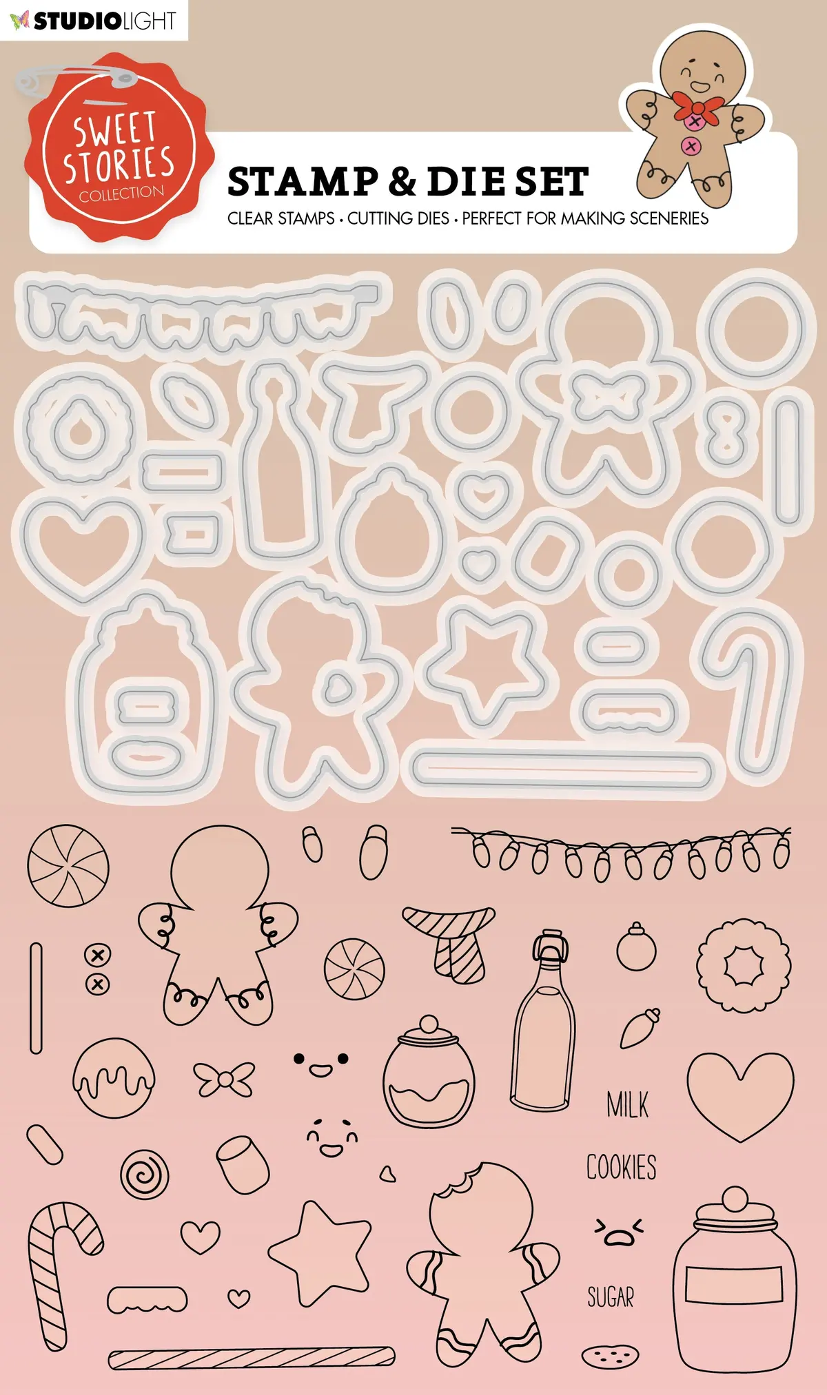 Ss Stamp & Cutting Die Gingerbread Sweet Stories 215X160x1mm 69 Pc Nr.50 1