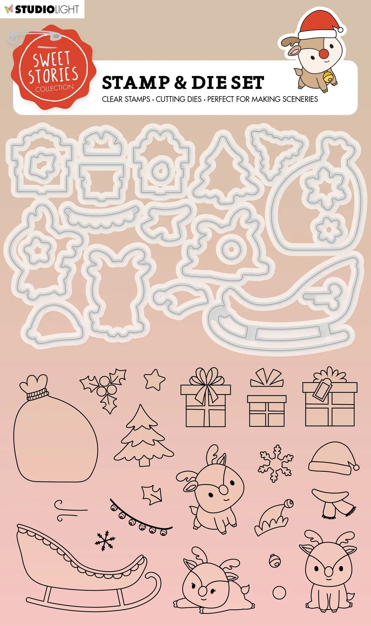 Ss Stamp & Cutting Die Reindeers Sweet Stories 215X160x1mm 44 Pc Nr.51 1
