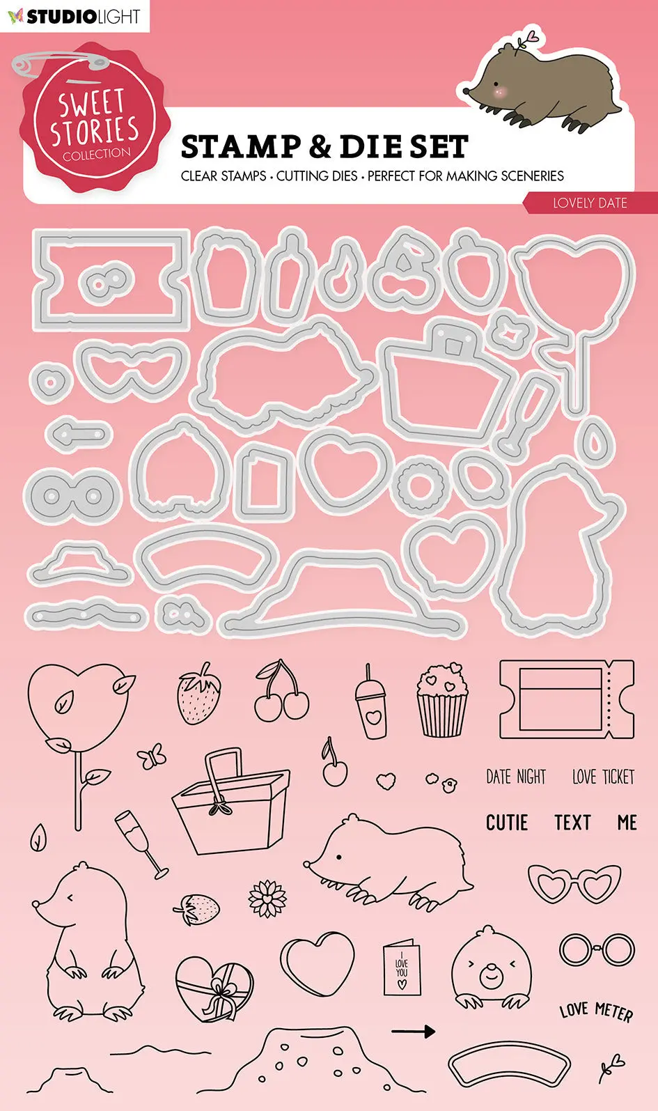Sl Stamp & Cutting Die Lovely Date Sweet Stories 154X223x1mm 70 Pc Nr.53 1