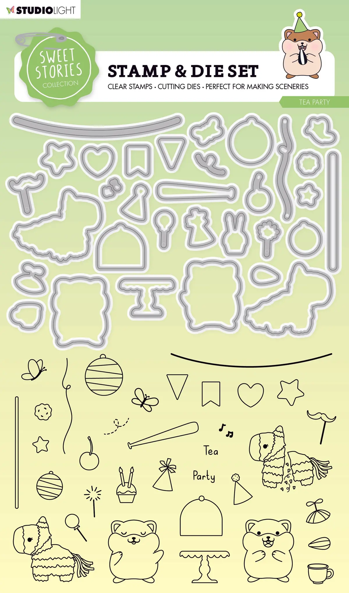 Sl Stamp & Cutting Die Tea Party Sweet Stories 154X223x1mm 70 Pc Nr.56 1