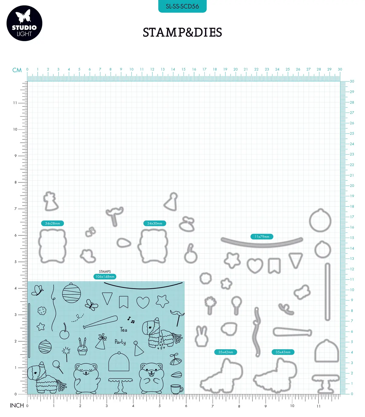 Sl Stamp & Cutting Die Tea Party Sweet Stories 154X223x1mm 70 Pc Nr.56 2