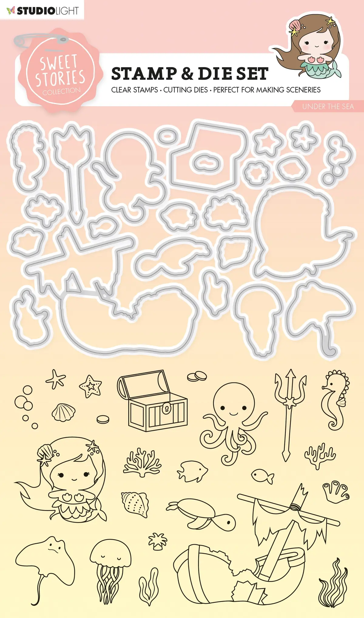 Sl Stamp & Cutting Die Under The Sea Sweet Stories 154X213x1mm 24 Pc Nr.57 1