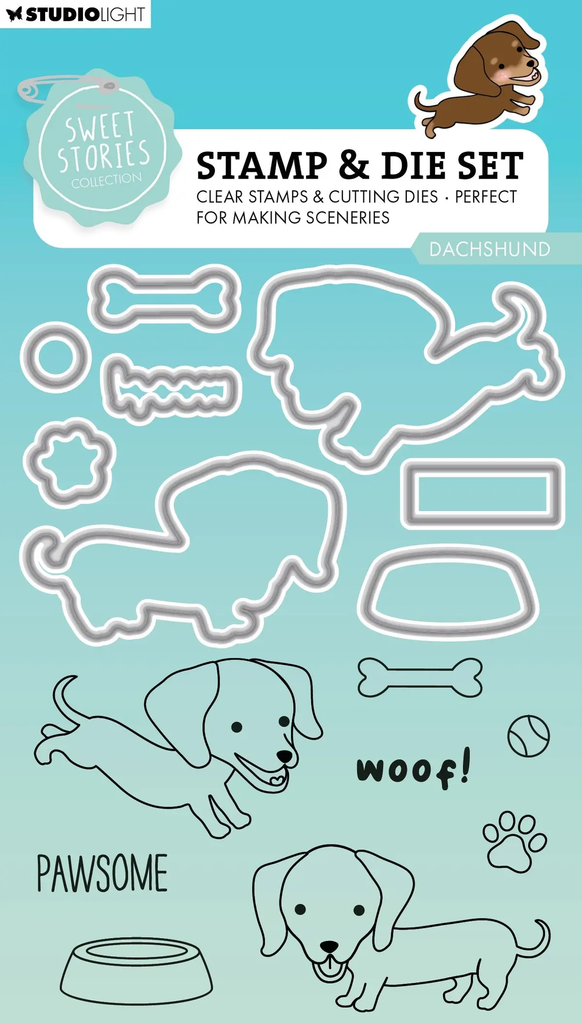 Sl Stamp & Cutting Die Dachshund Sweet Stories 16 Pc 1