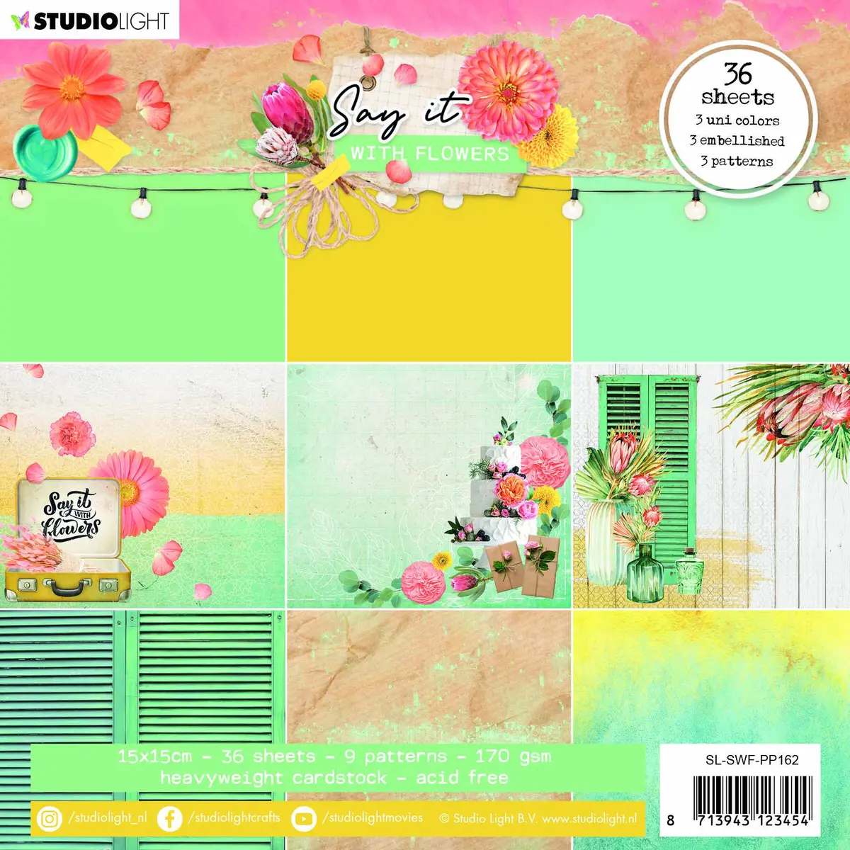Paper Pad Pattern Paper Say It With Flowers 150X150mm Nr.162 1