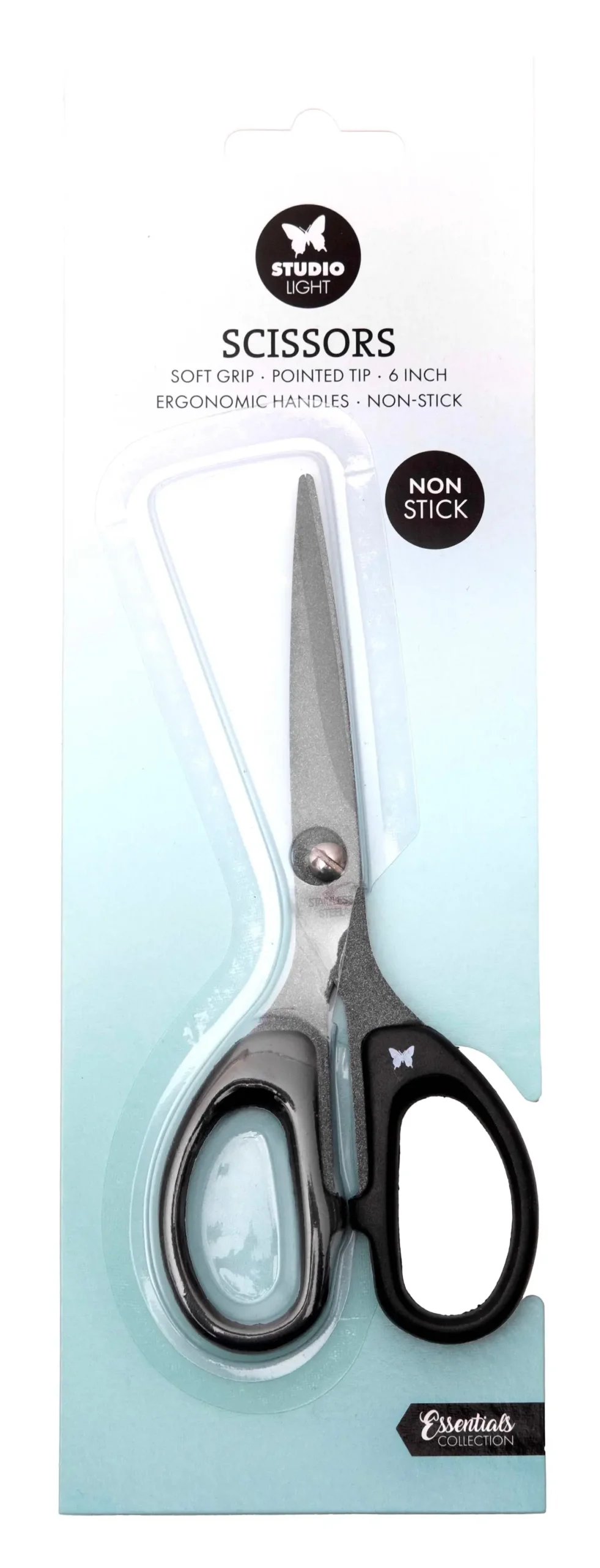 Sl Scissors Soft Grip, Pointed Tip, Non Stick, 6 Inch Essentials Tools 1 Piece 1