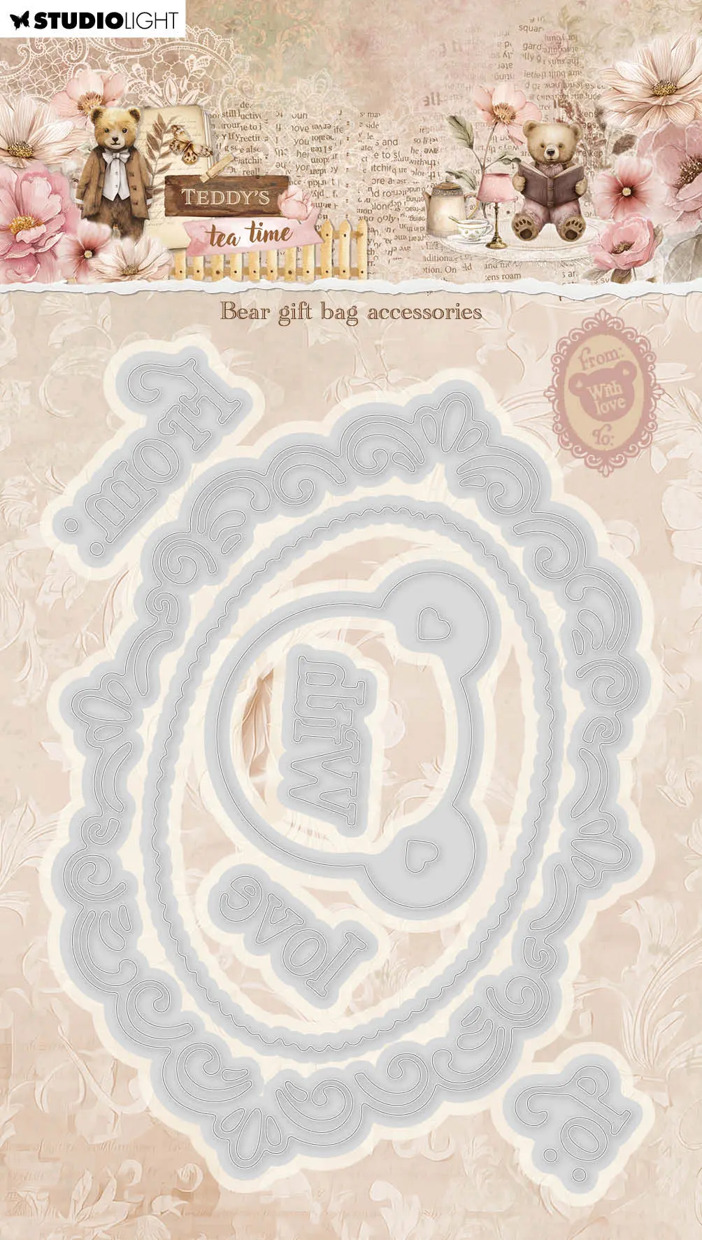 Sl Cutting Die Bear Gift Bag Accessories Teddy's Tea Time 7 Pieces 1