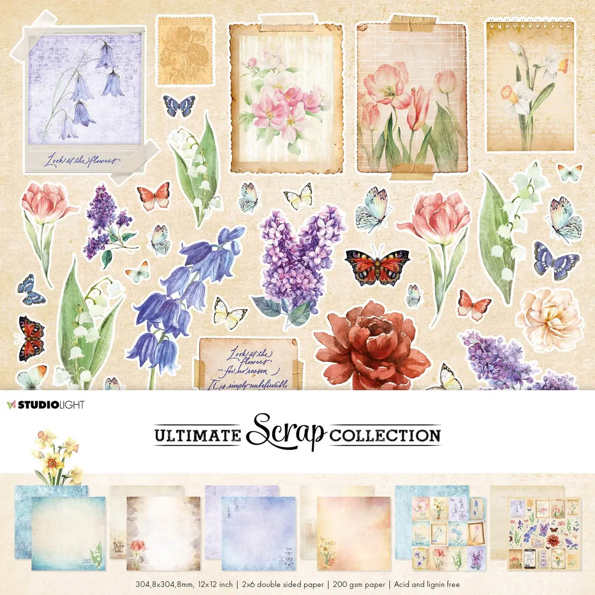 Sl Paper Set Spring Grunge Ultimate Scrap Collection 304.8X304.8X1mm 12 Sh Nr.24 1