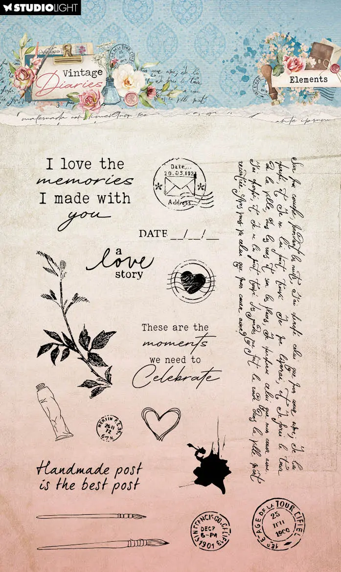 Sl Clear Stamps Elements Vintage Diaries 17 Pc 1