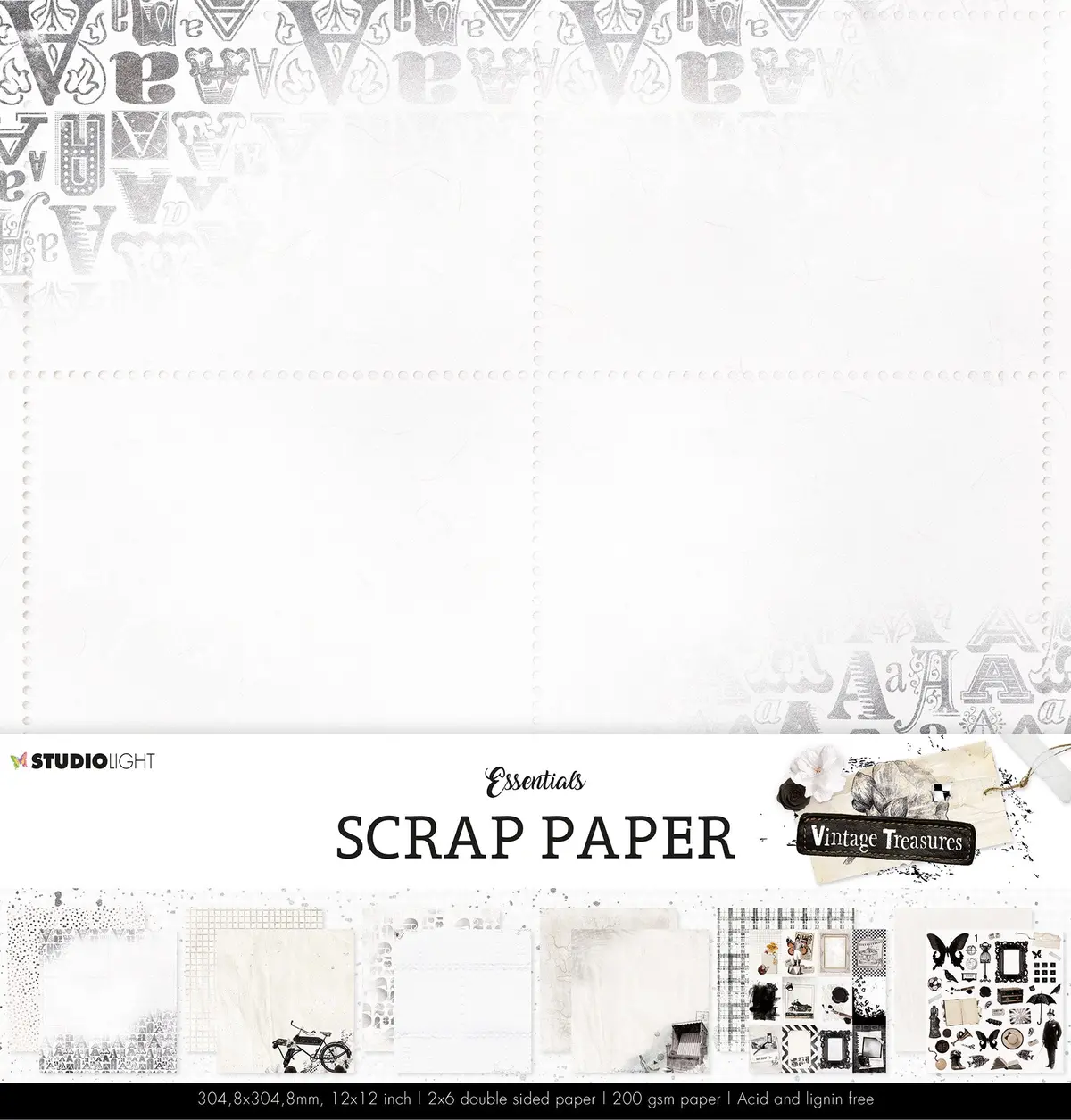 Sl Paperset Background Paper Vintage Treasures 304.8X304.8X0.5Mm 12 Sh Nr.07 1