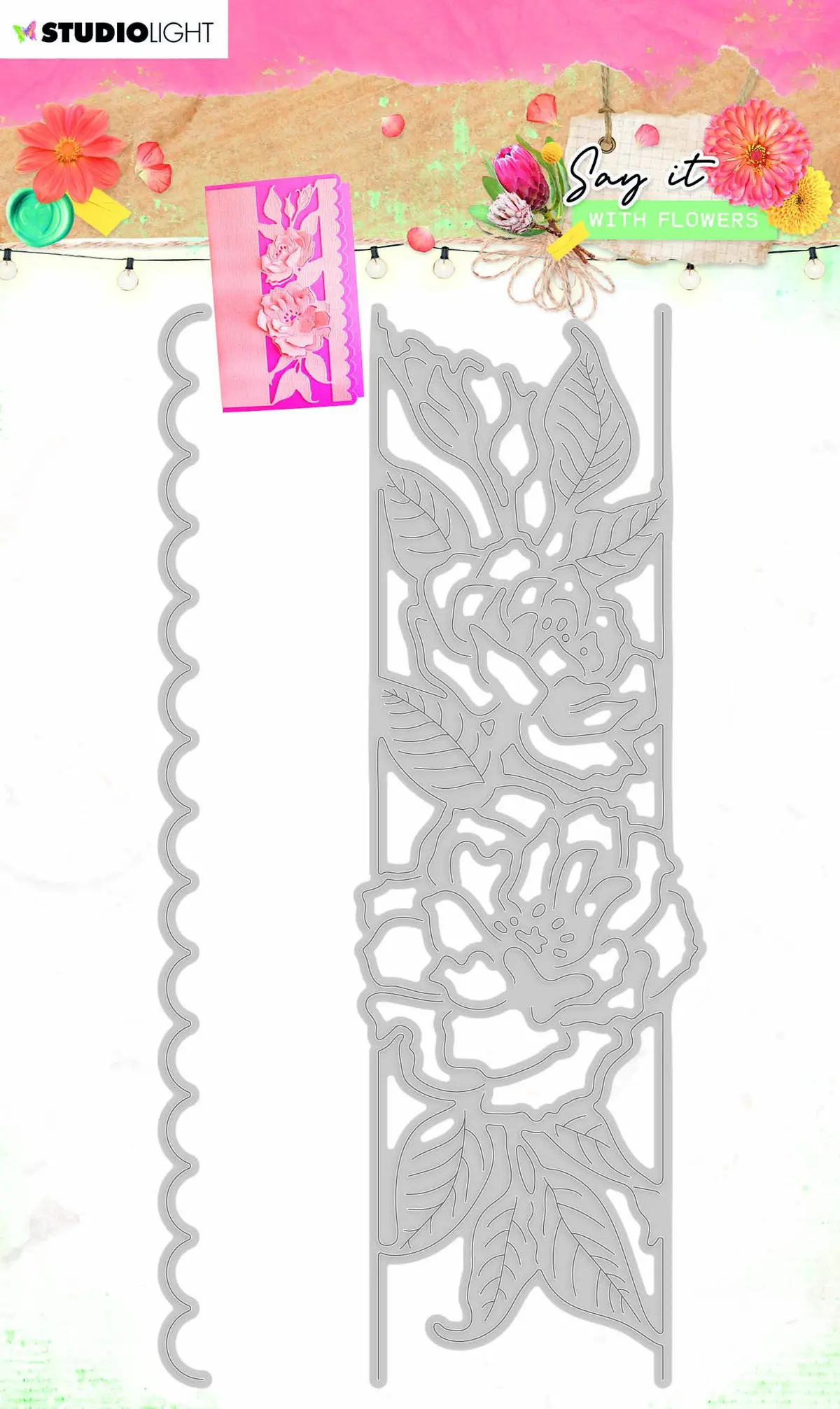 Cutting & Embossing Die Say It With Flowers 77X152mm Nr.401 1