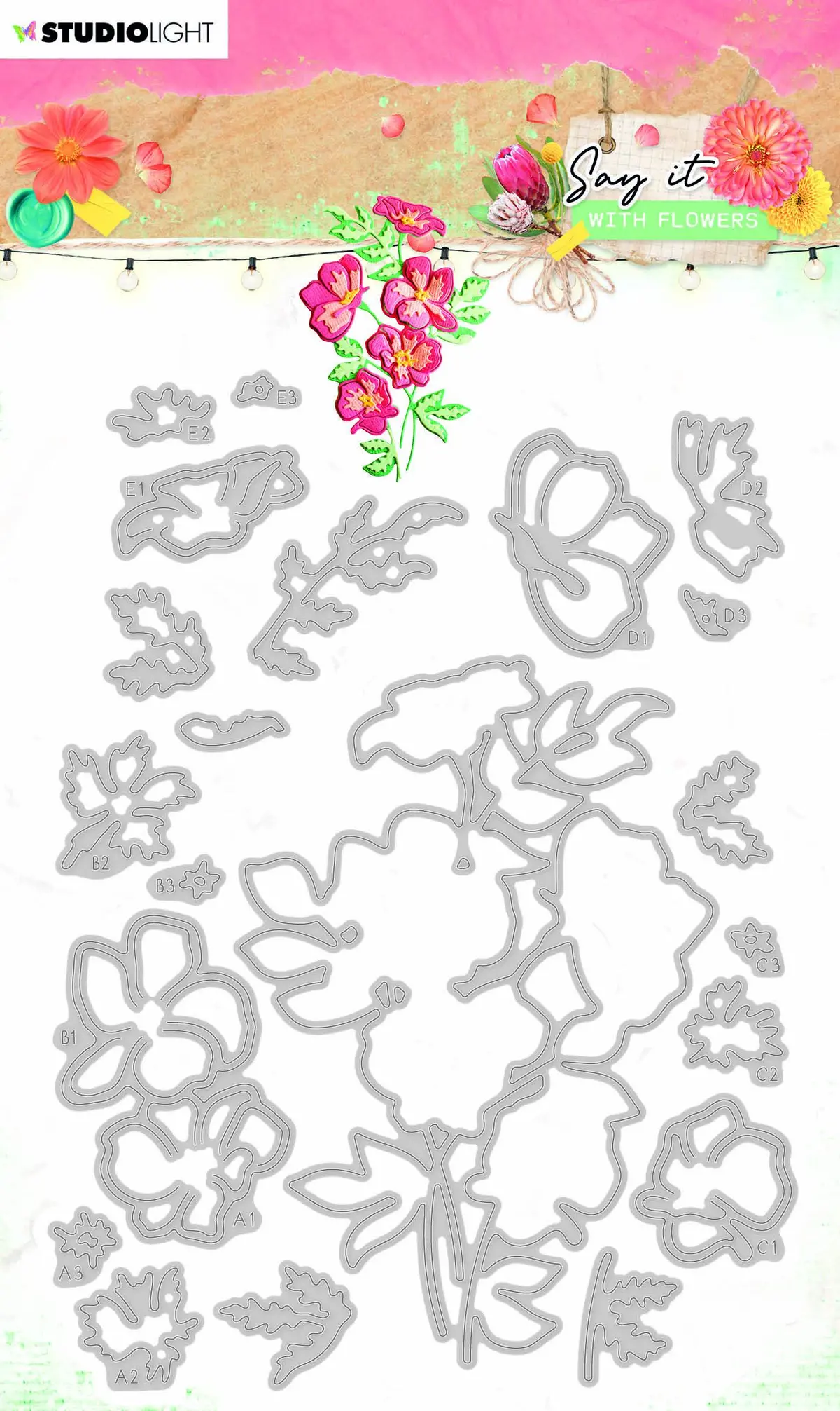 Cutting & Embossing Die Say It With Flowers 105X143mm Nr.403 1