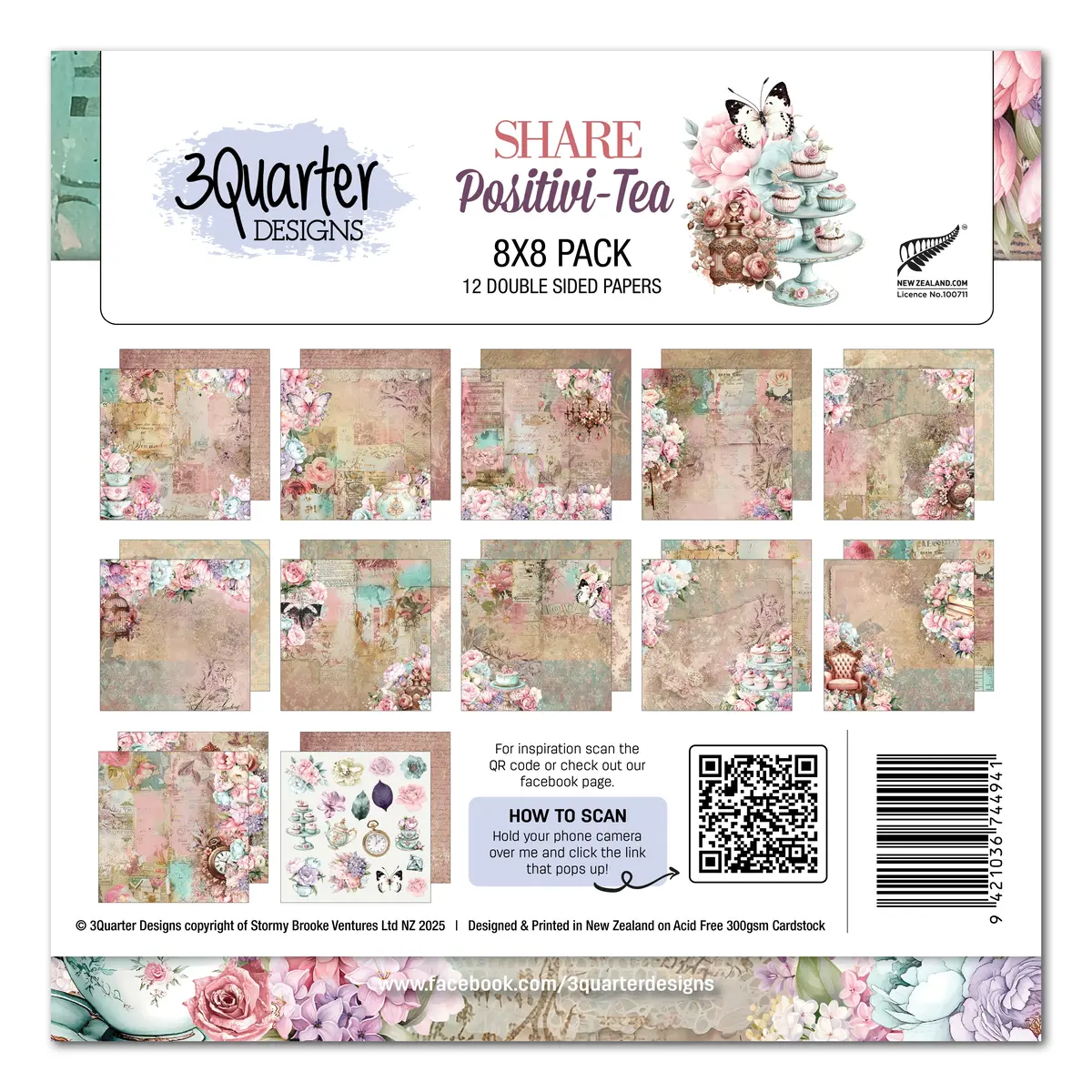 3Quarter Designs Positivi-Tea 8X8 Paper Pack 1