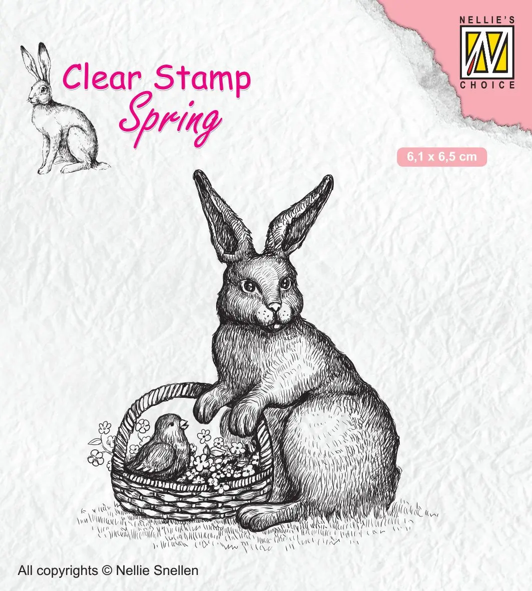 Clear Stamp Spring Easter Hare With Basket 1