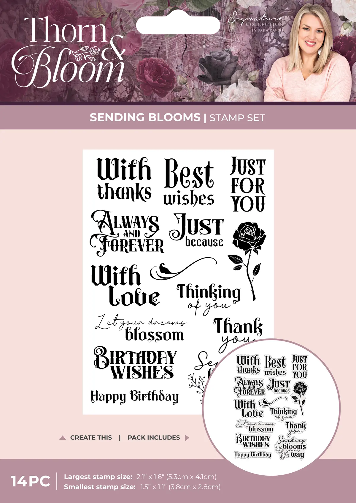 Sara Signature Thorn & Bloom Clear Acrylic Stamp Set - Sending Blooms 1