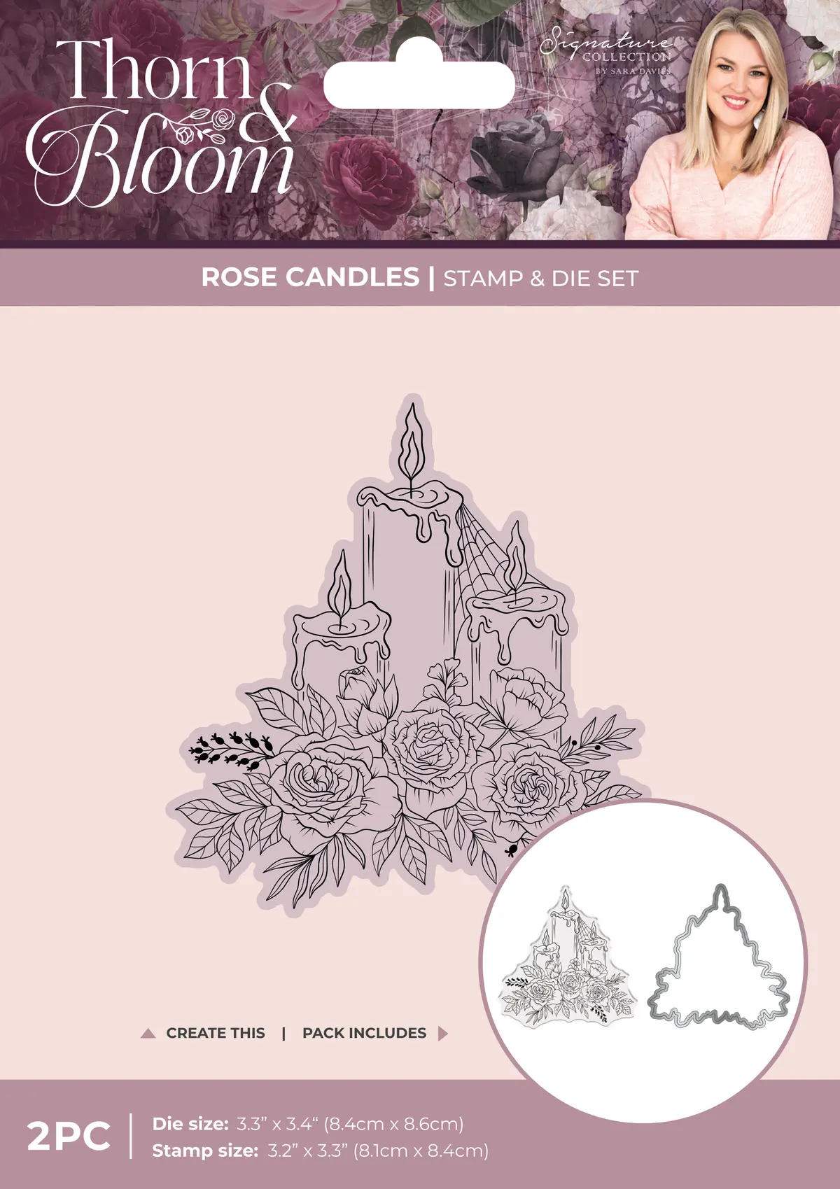 Sara Signature Thorn & Bloom Stamp & Die Set - Rose Candles 1
