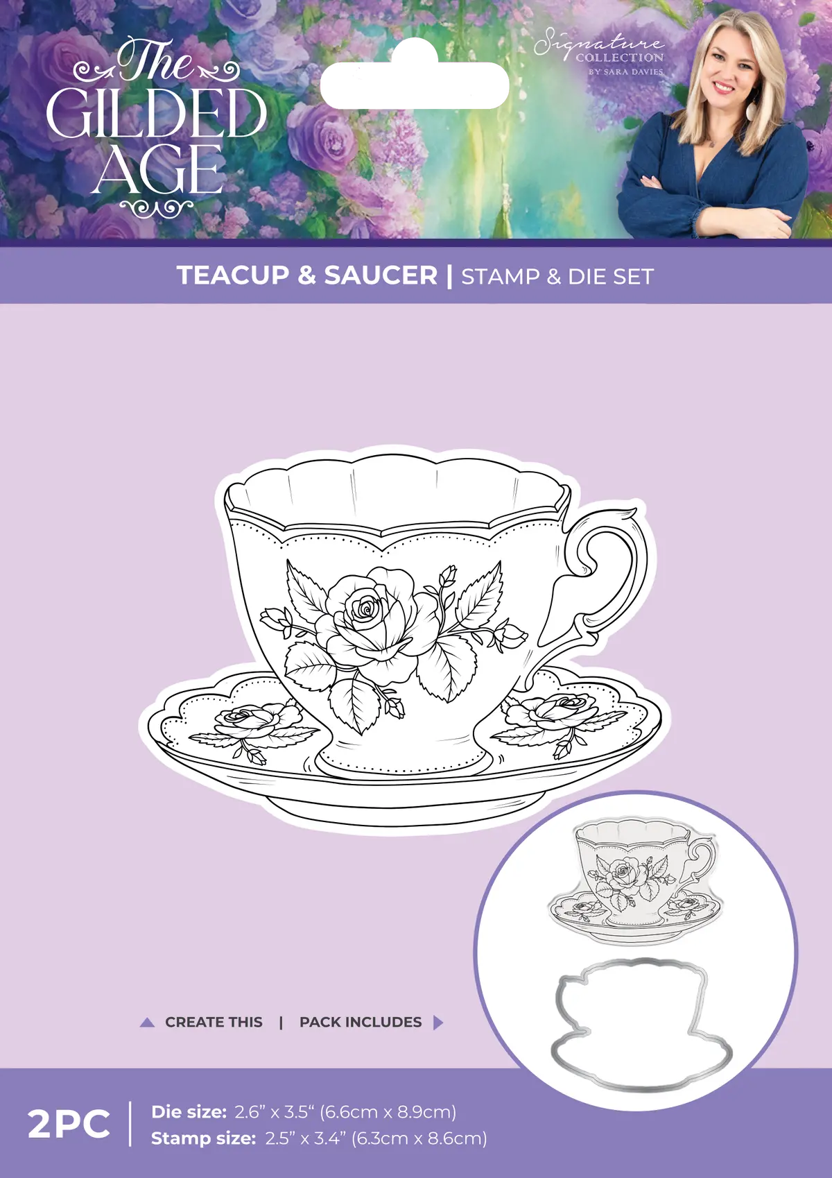 Sara Signature The Gilded Age Stamp & Die - Teacup & Saucer 1