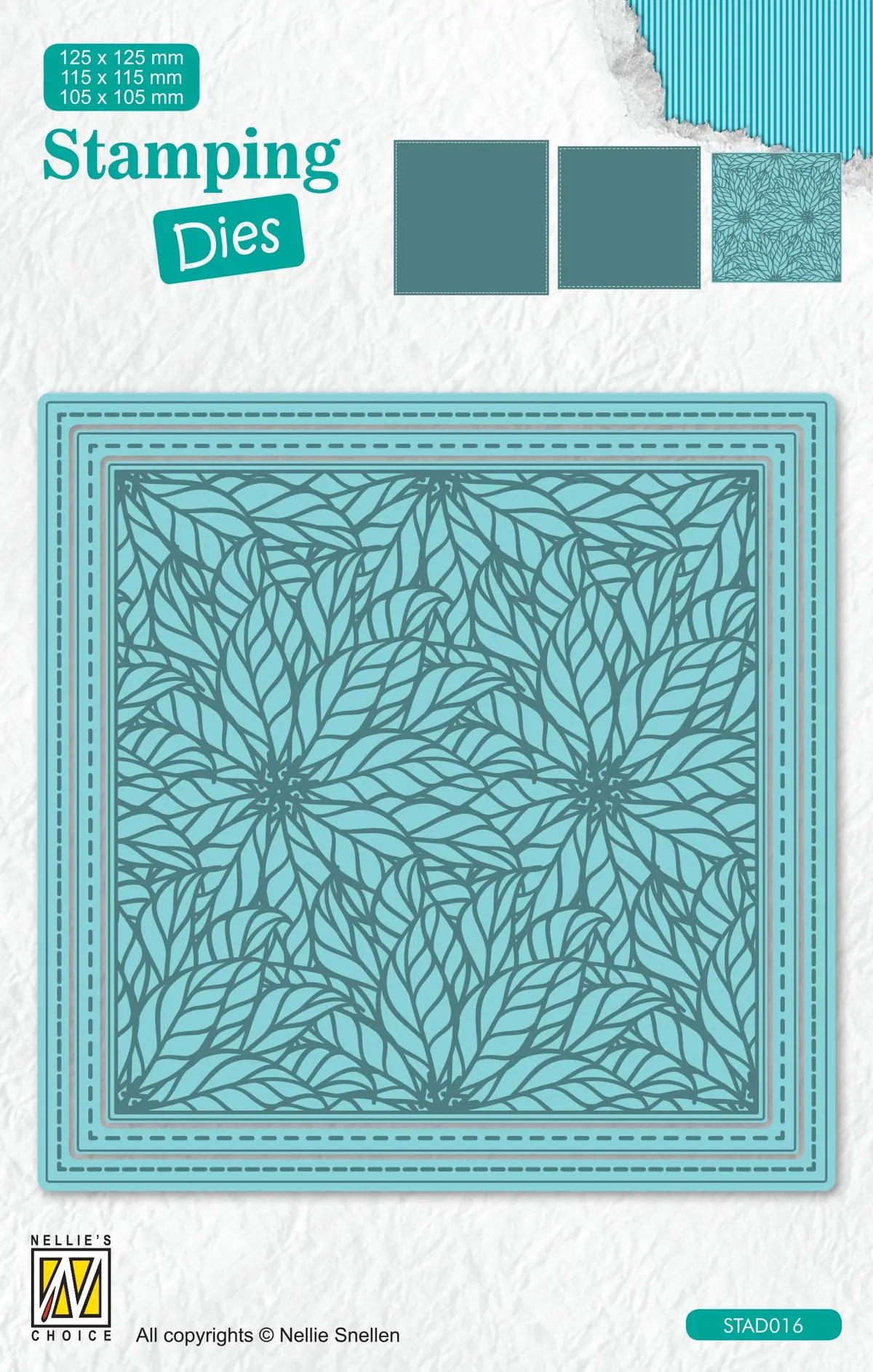 Nellie's Choice Stamping Die Square - Christmas - Poinsettia 1