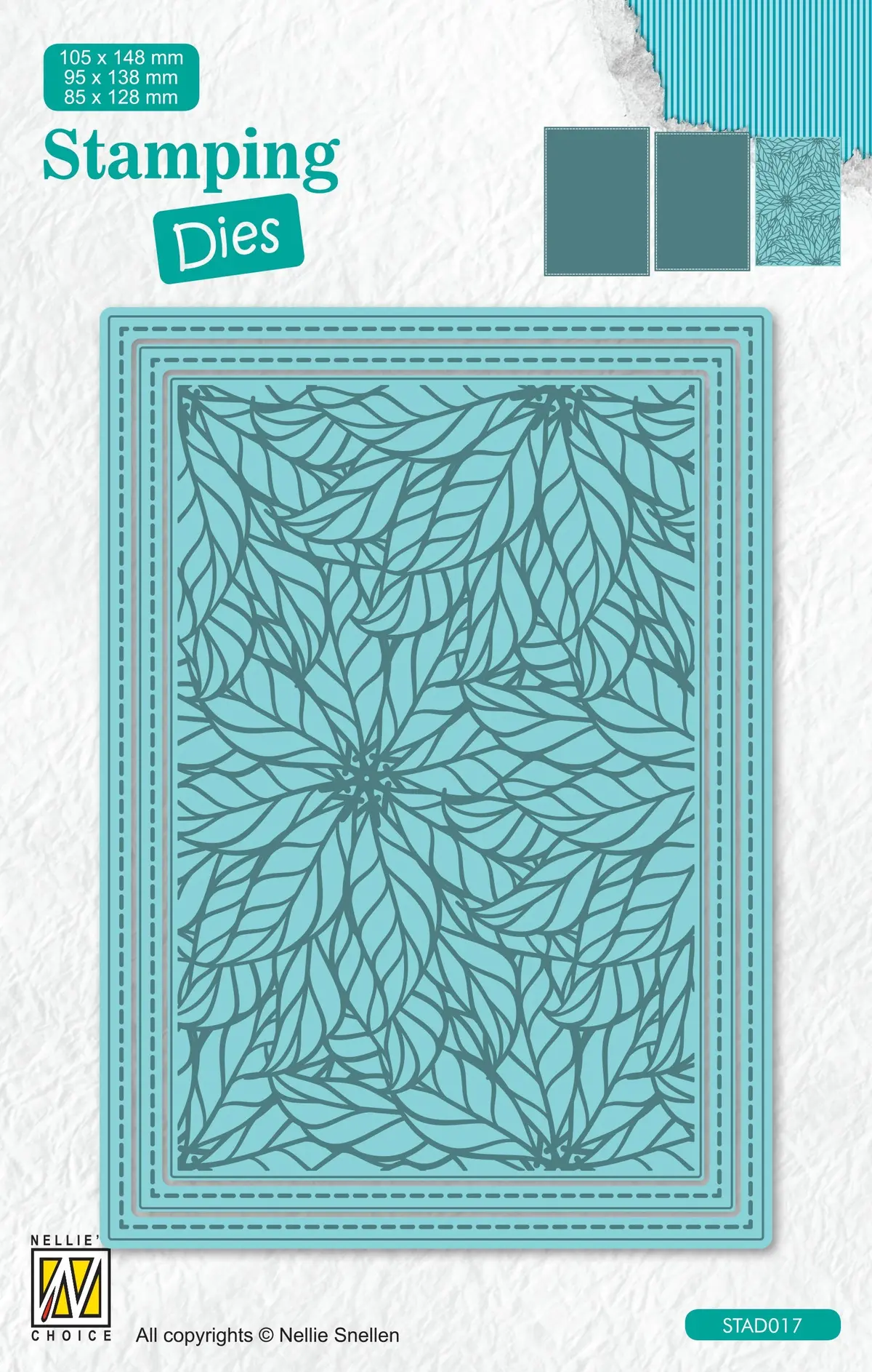 Nellie's Choice Stamping Die Rectangle - Christmas - Poinsettia 1