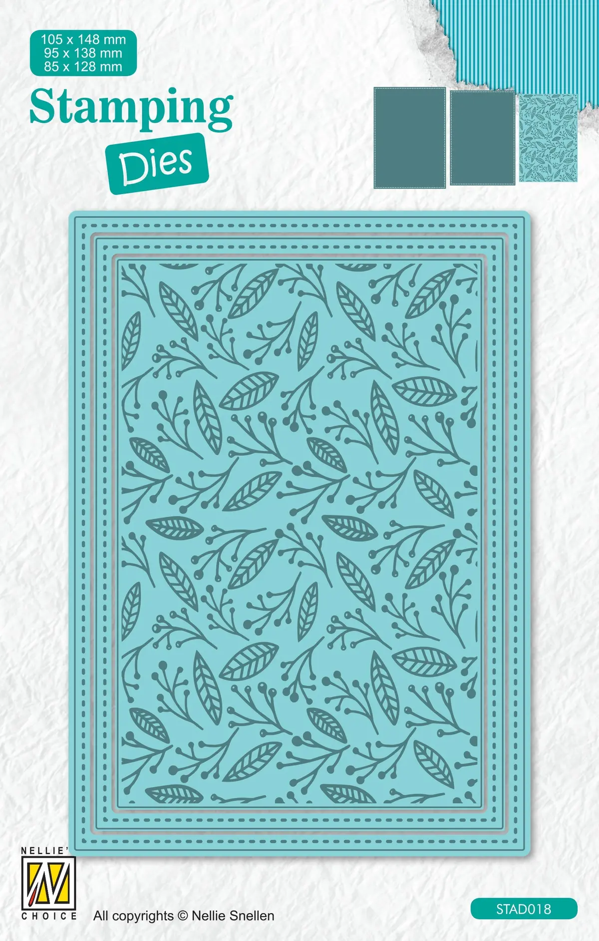 Nellie's Choice Stamping Die Rectangle - Christmas - Branches With Berries 1