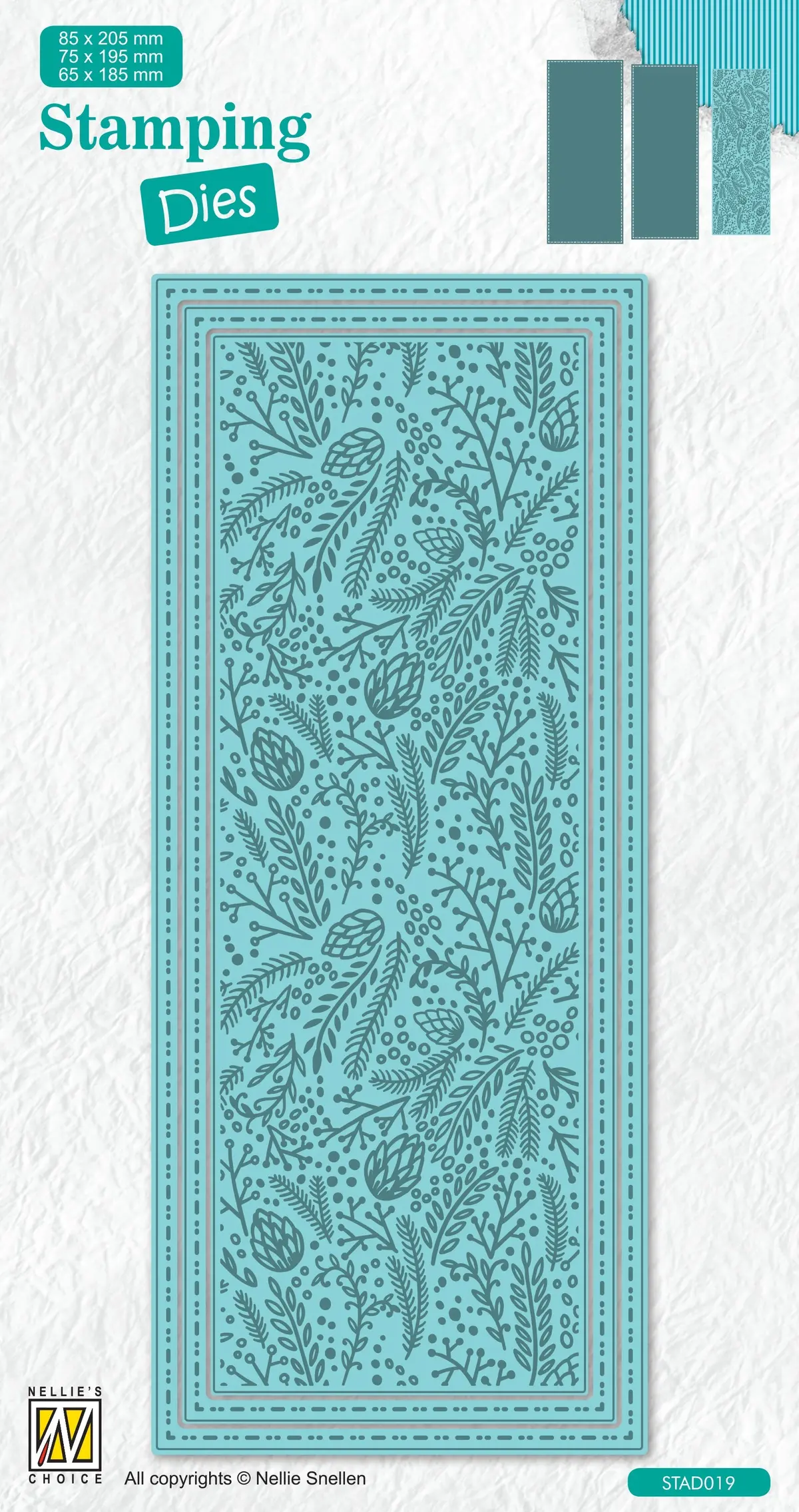 Nellie's Choice Stamping Die Slimline - Christmas - Branches With Berries 1