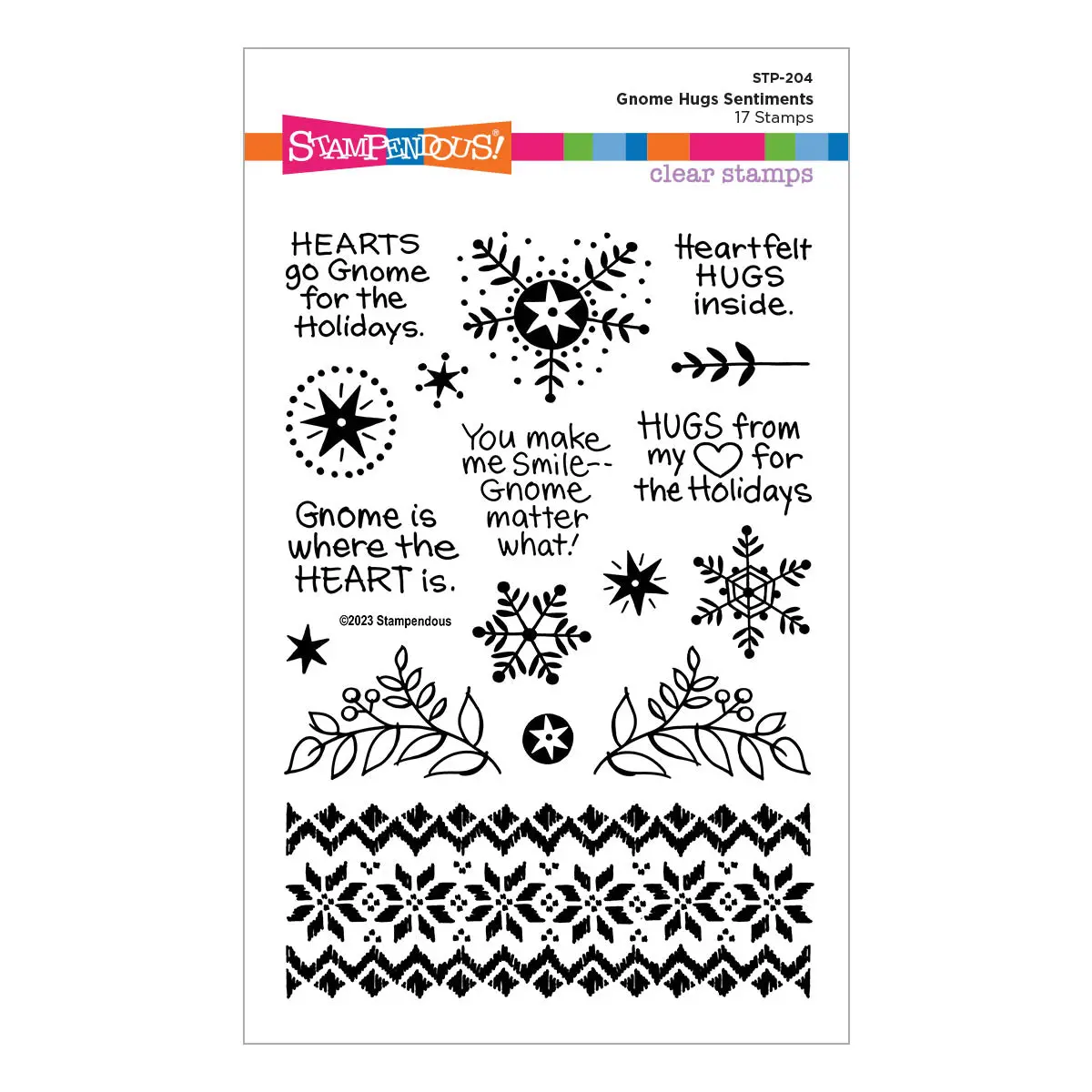 Gnome Hugs Sentiments Clear Stamp Set From The Holiday Hugs Collection By Stampendous 1