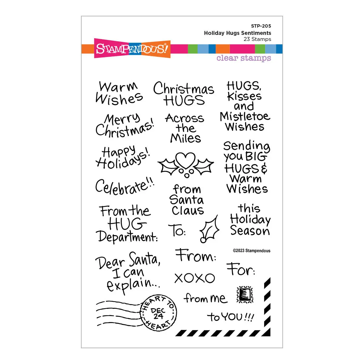 Holiday Hugs Sentiments Clear Stamp Set From The Holiday Hugs Collection By Stampendous 1