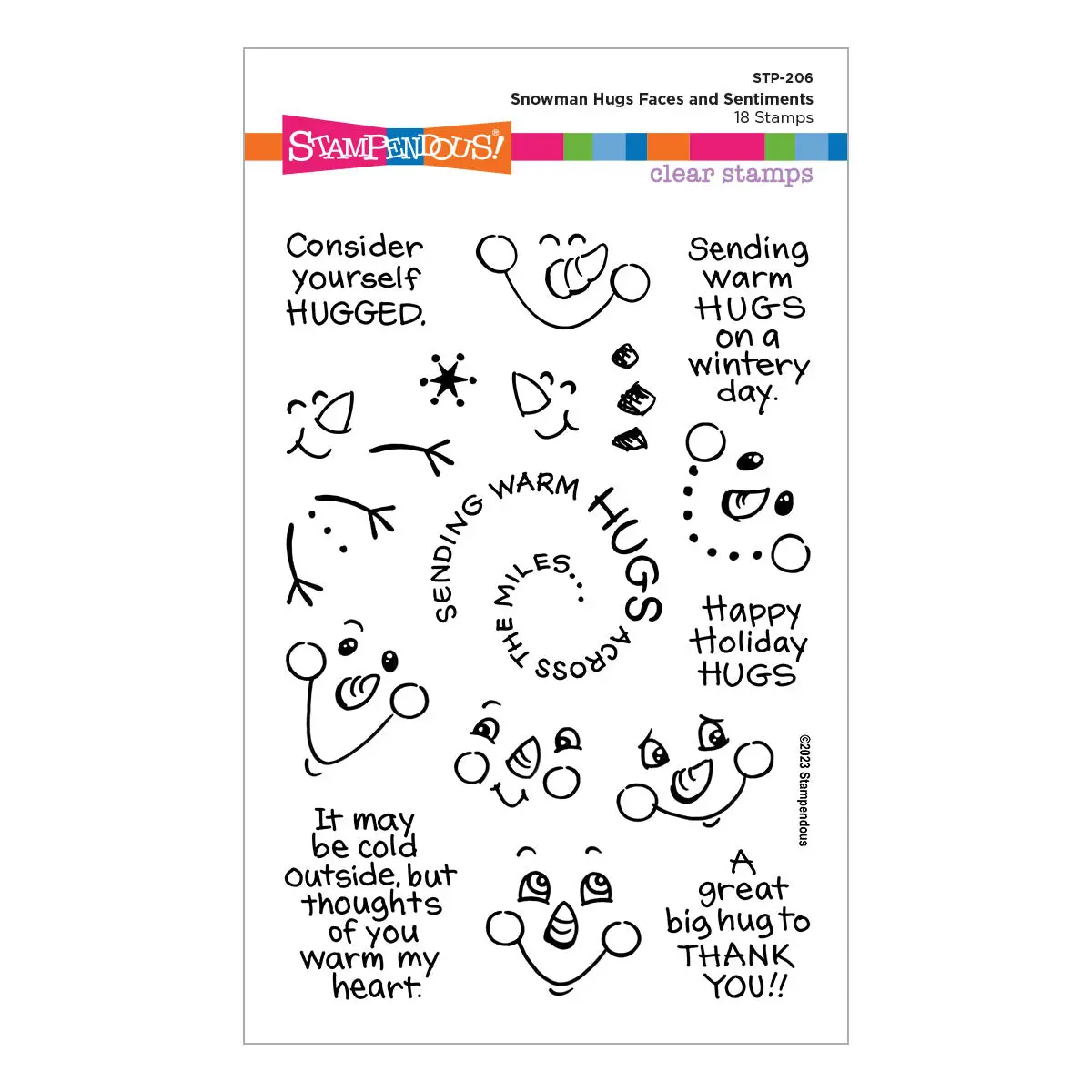 Snowman Hugs Faces & Sentiments Clear Stamp Set From The Holiday Hugs Collection By Stampendous 1