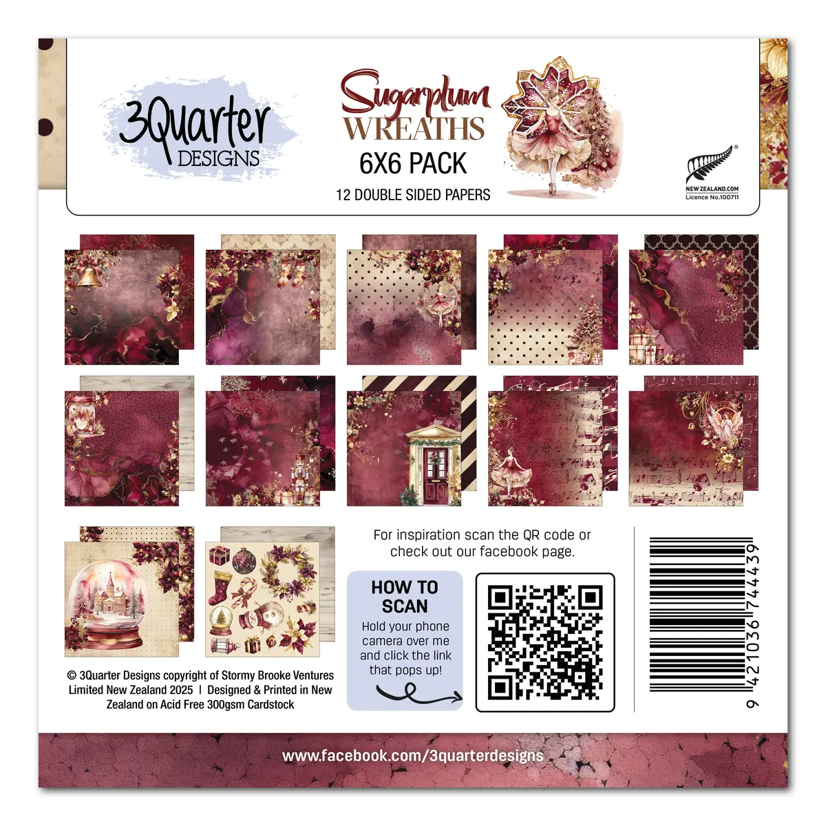 3Quarter Designs Sugarplum Wreath 6X6 Paper Pack 1