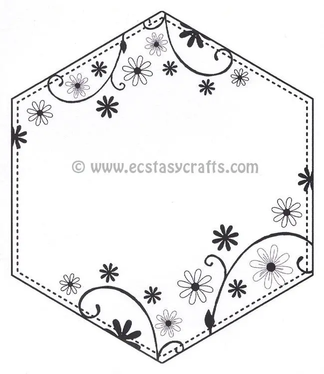 Creative Expressions: Dainty Daisies Large Stitched Hexagon Frame Pre Cut Stamp 1