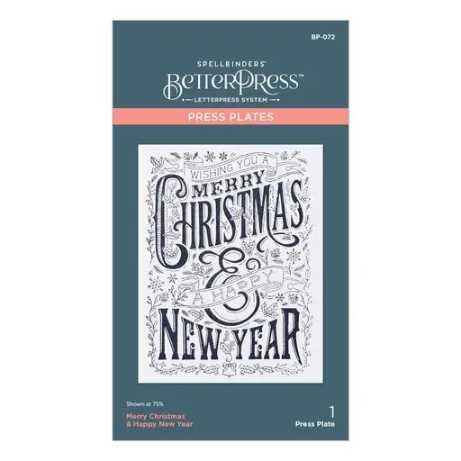 Merry Christmas & Happy New Year Press Plate From The Betterpress Christmas Collection 1