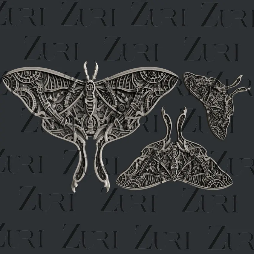 Zuri Designs Steampunk Luna Moth 1