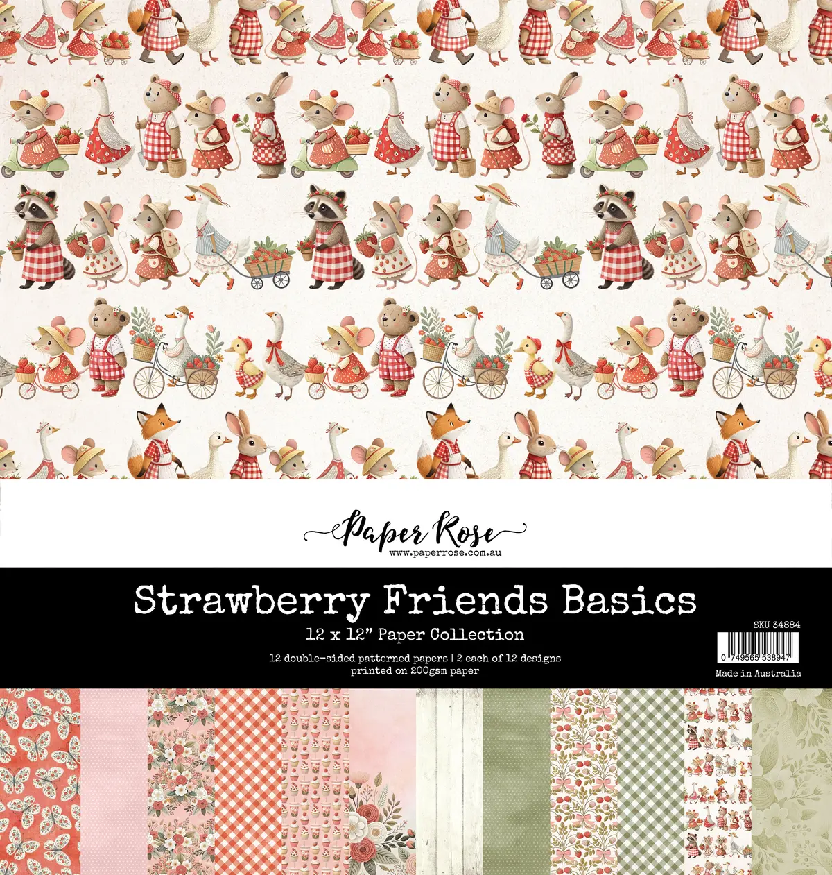 Strawberry Friends Basics 12X12 Paper Collection 34884 1