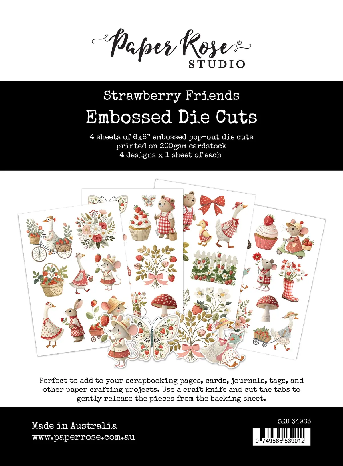 Strawberry Friends Embossed Die Cuts 34905 1