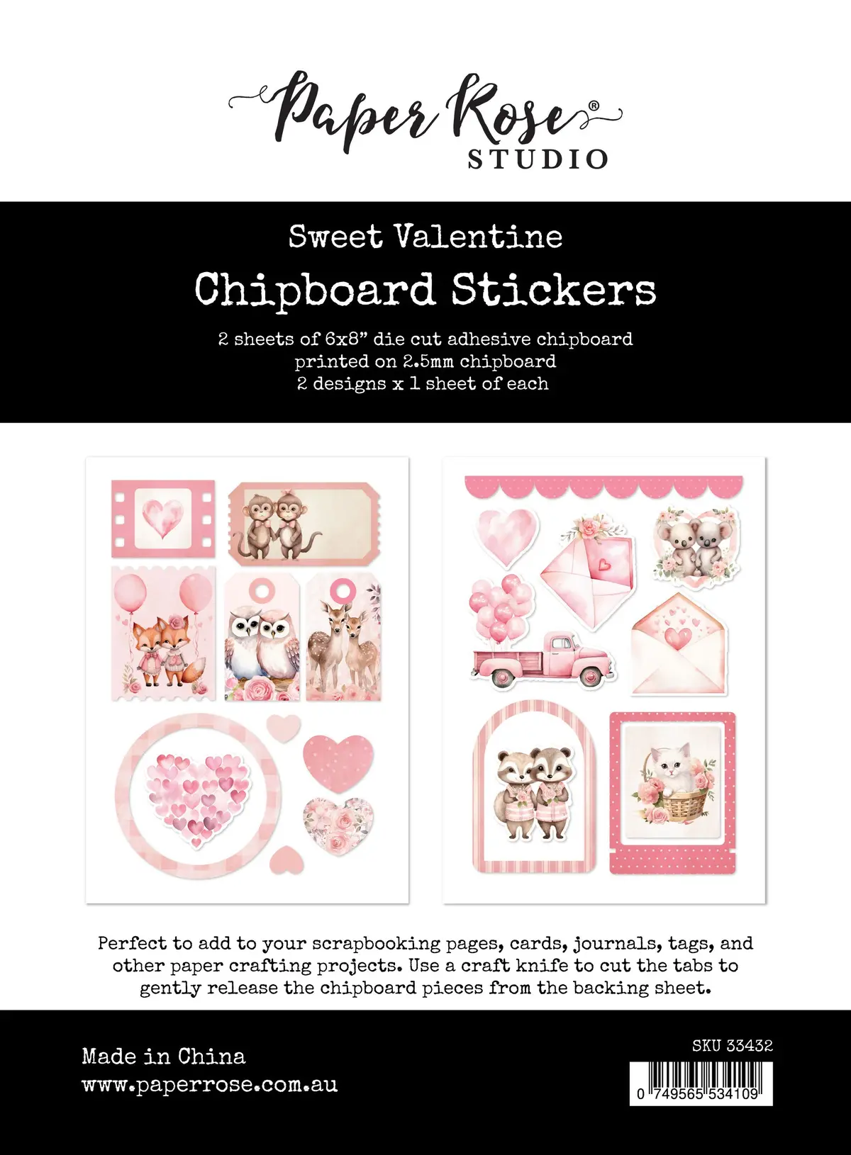 Sweet Valentine Adhesive Chipboard 33432 1