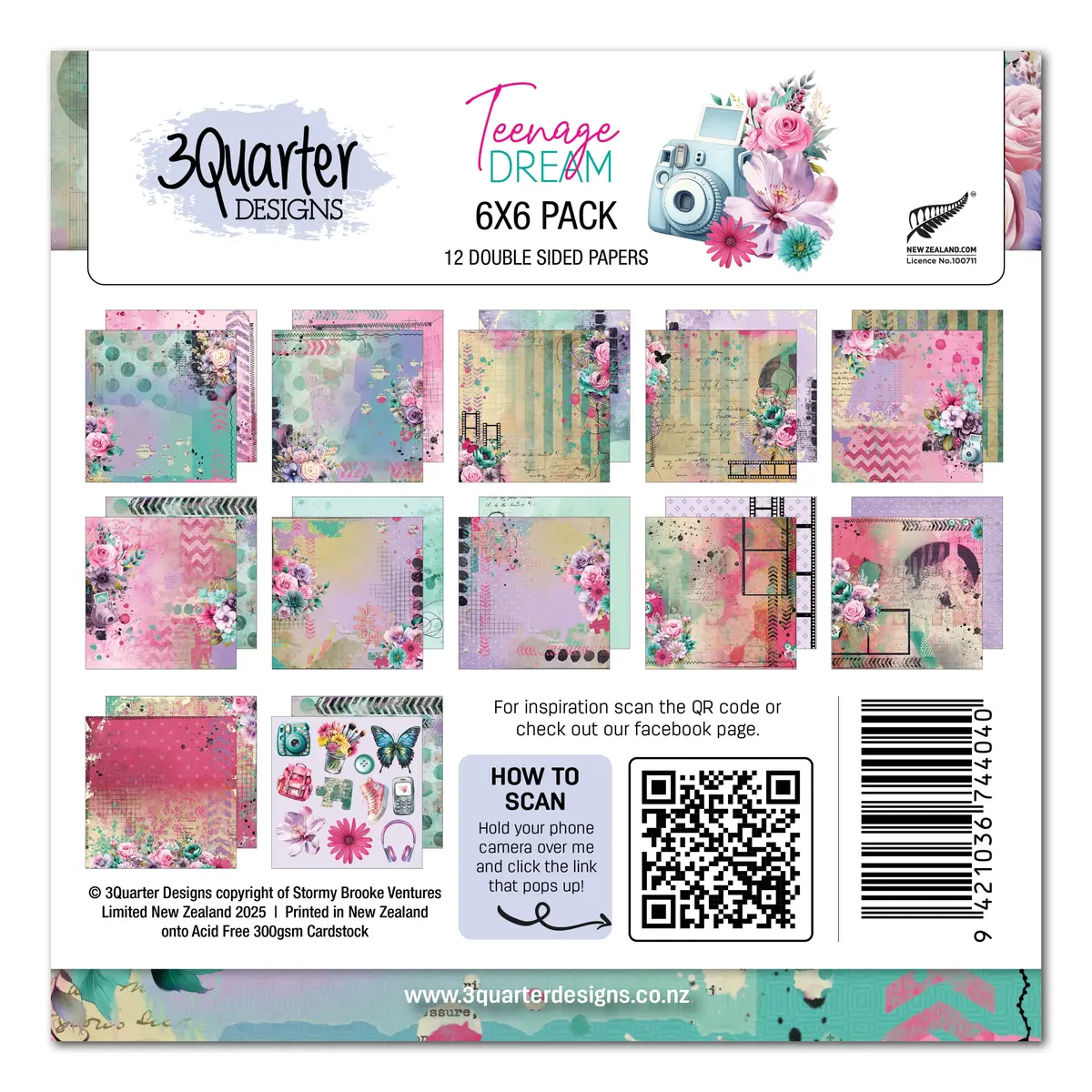 3Quarter Designs Teenage Dream 6X6 Paper Pack 1