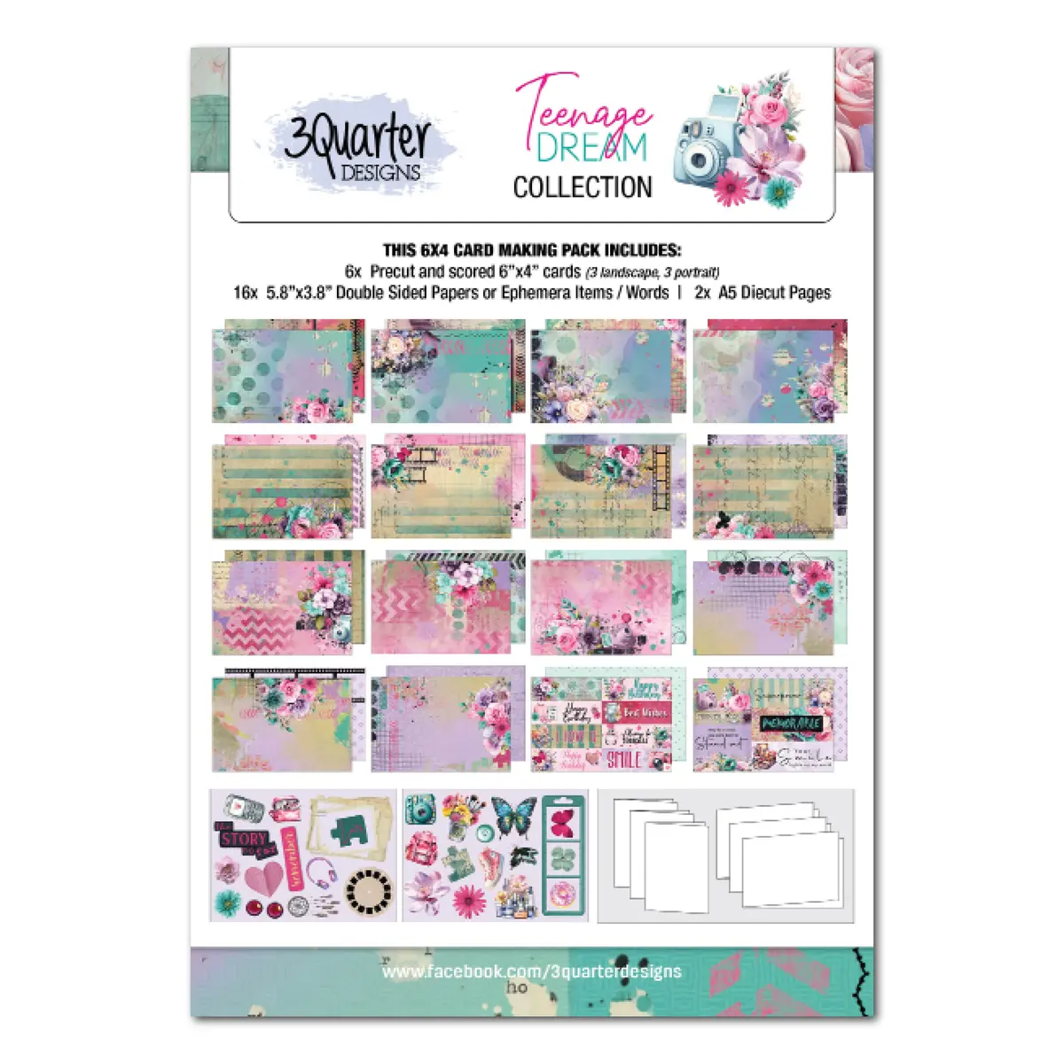 3Quarter Designs Teenage Dream 6X4 Card Pack 1