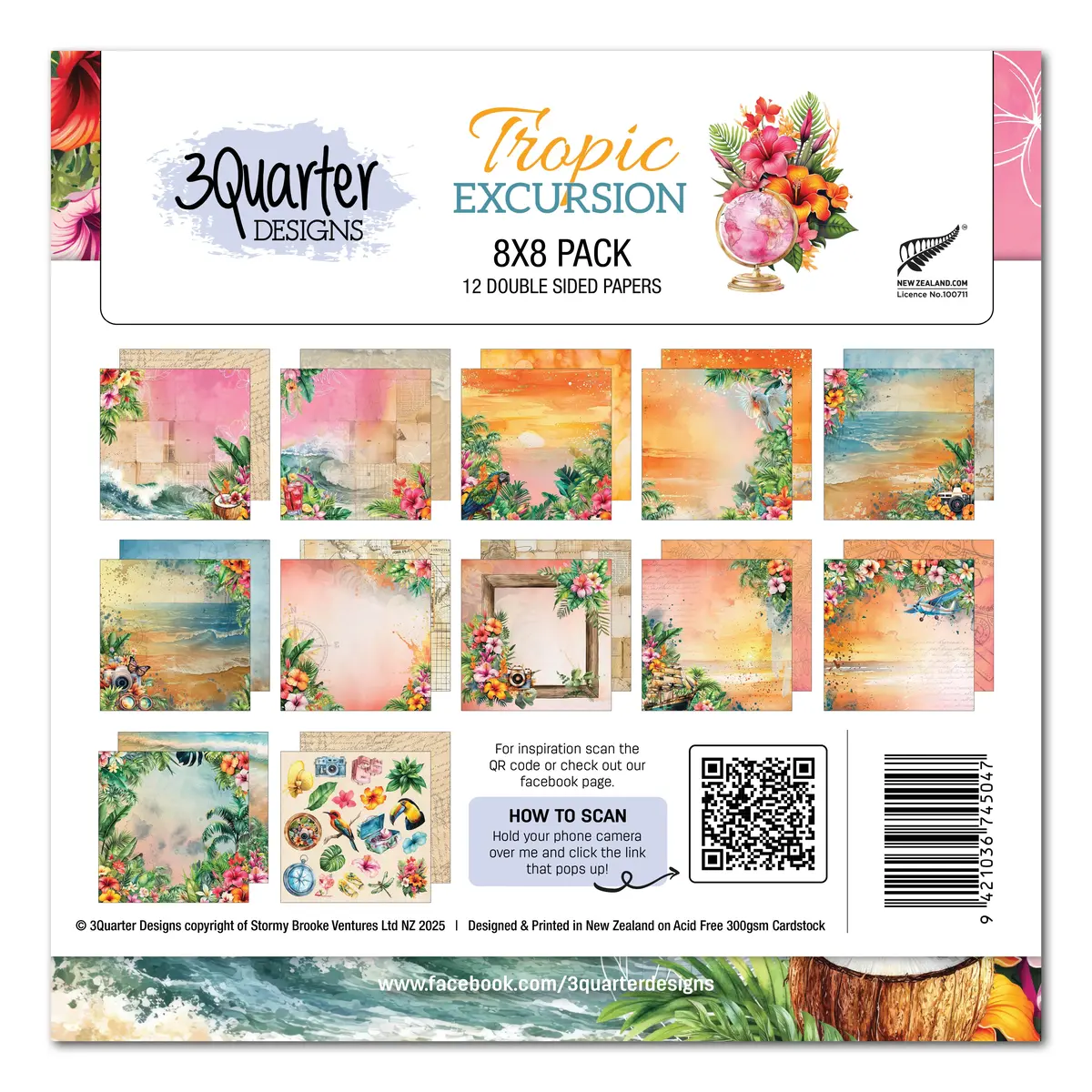 3Quarter Designs Tropic Excursion 8X8 Paper Pack 1