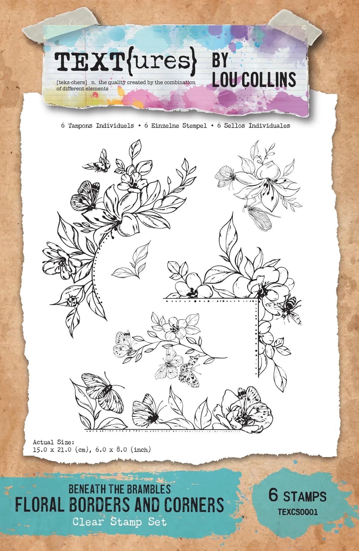 Text{Ures} Beneath The Brambles Floral Borders And Corners 6In X 8In Clear Stamp Set 1